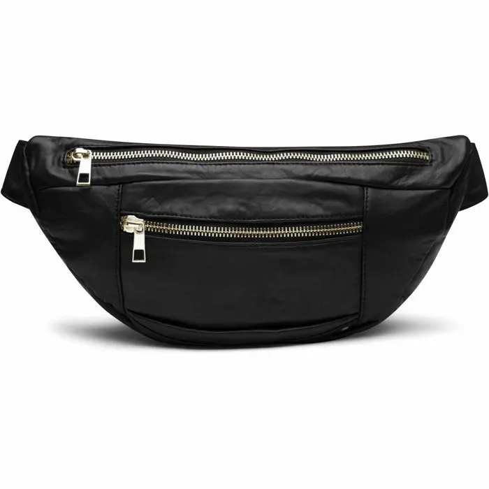 Bumbag - Sort/Guld - Læder - Stor Model - Depeche