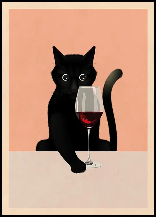Cat ' Wine Plakat