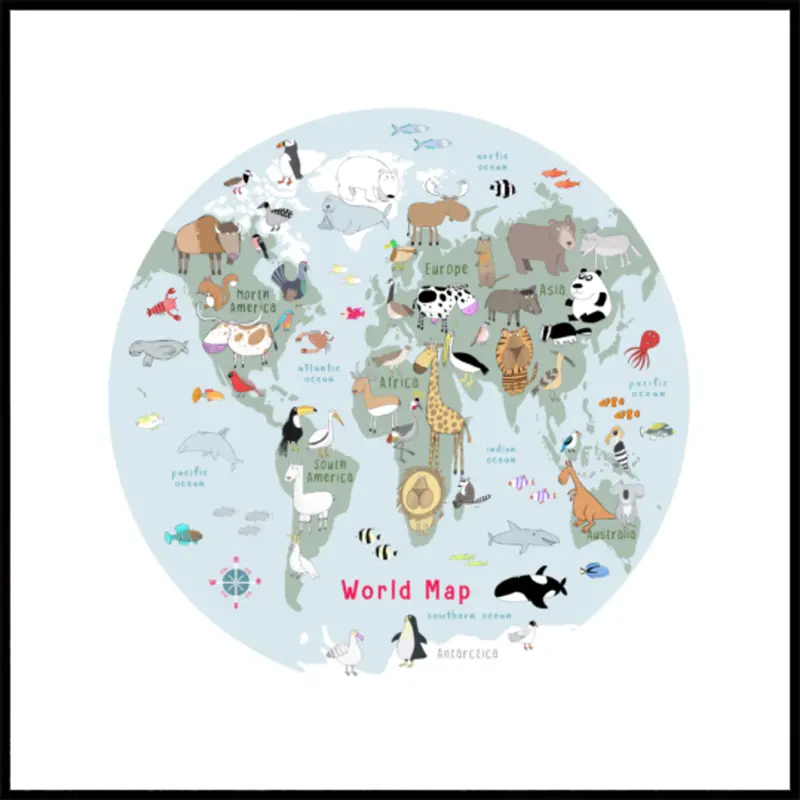 Cute Animal World Map