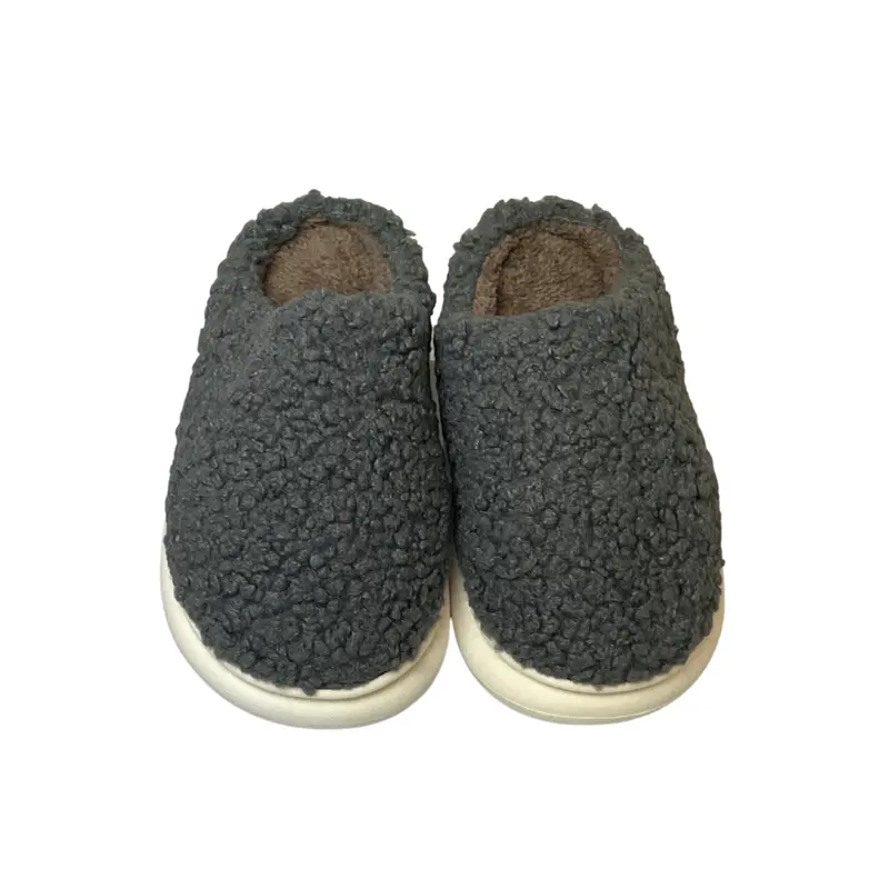 Fluffy Bouclé Hjemmesko - Mørkegrå