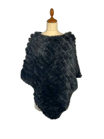 Fluffy Poncho - Sort