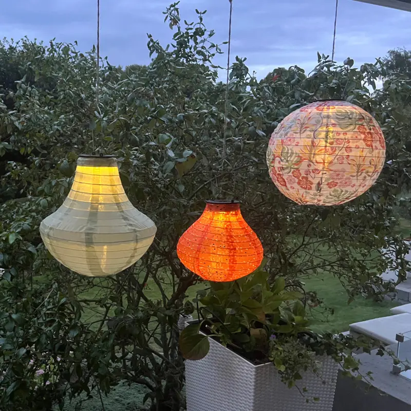 Lanterne med solceller - Orange