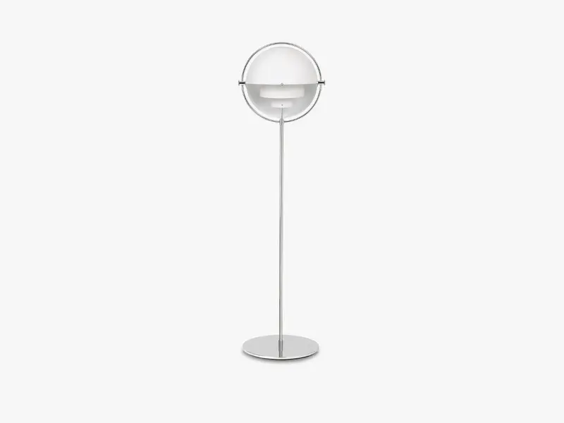 Multi-Lite Floor Lamp - Chrome Base, White shade