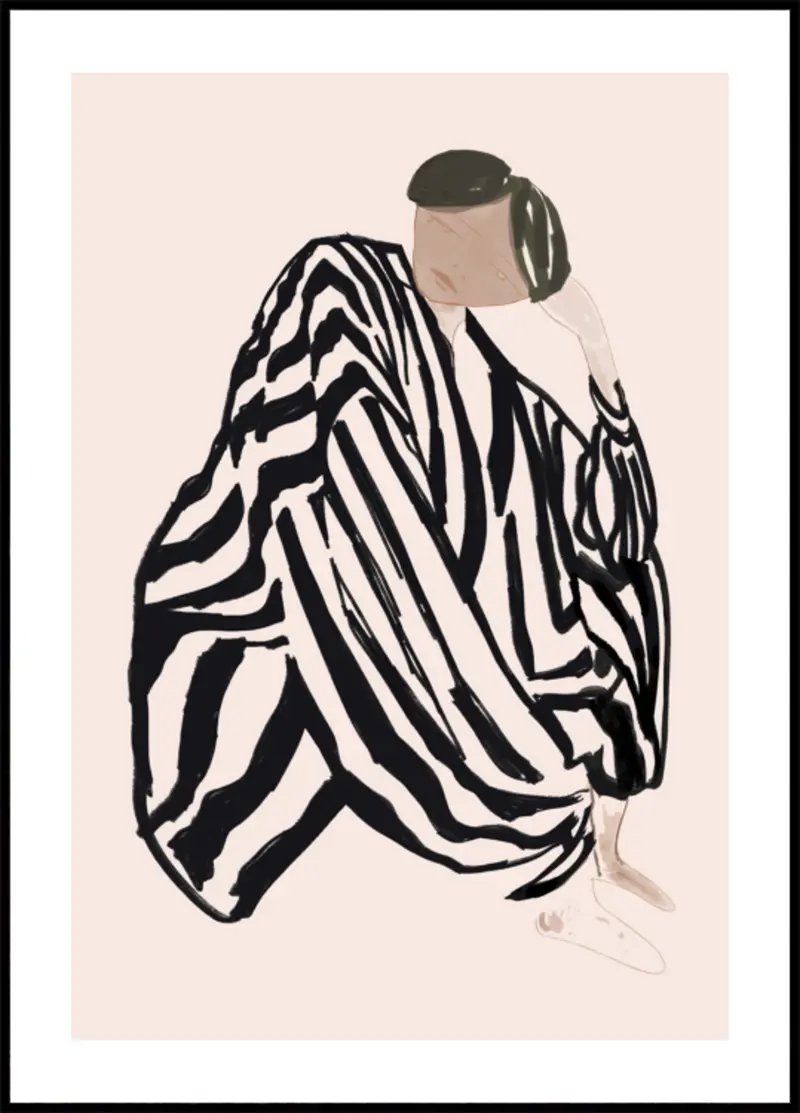 Pensive Striped Figure