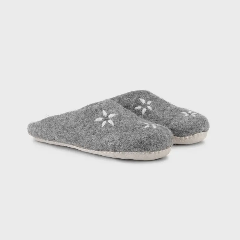 Slippers - Wool -  Light Grey