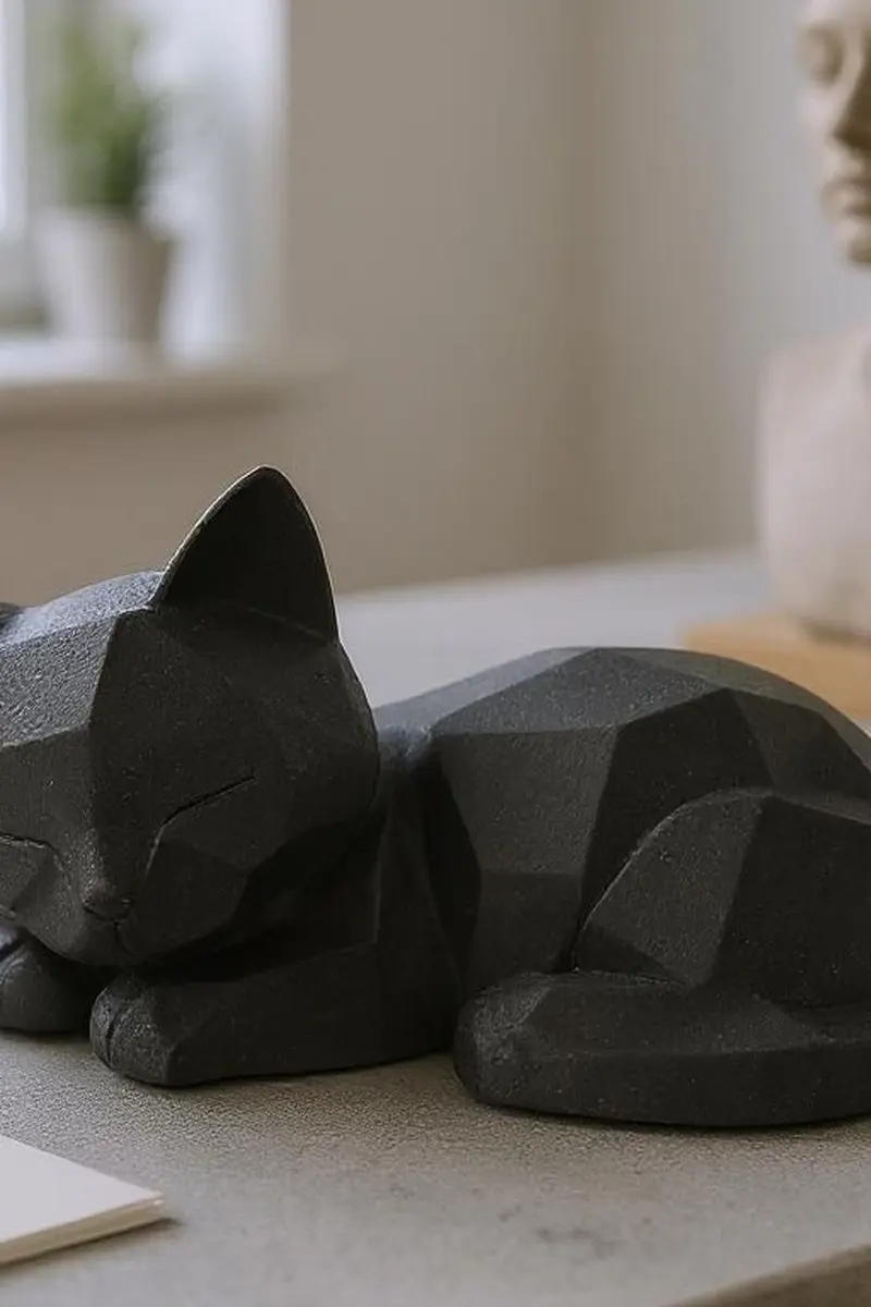 Sovende kattekilling – geometrisk design