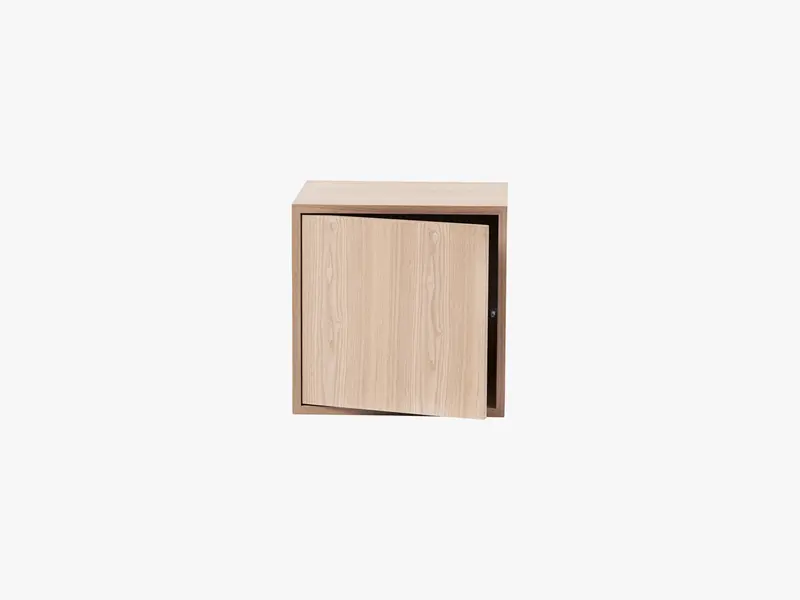 Stacked Storage System - Medium w door, Oak