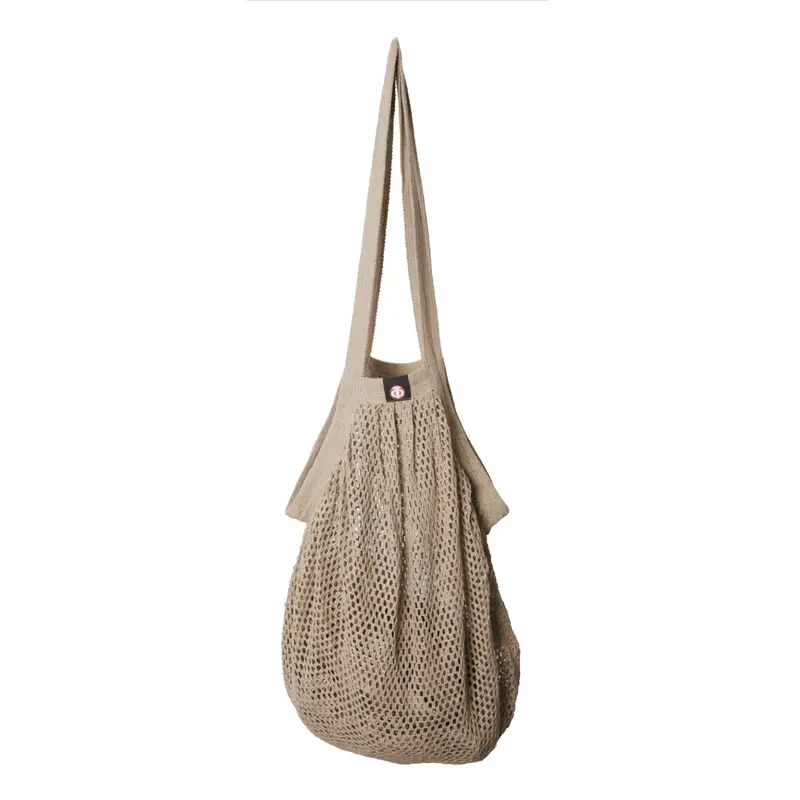 String bag - hæklet bomuldsnet beige