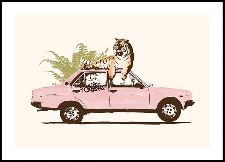Tiger On Car
